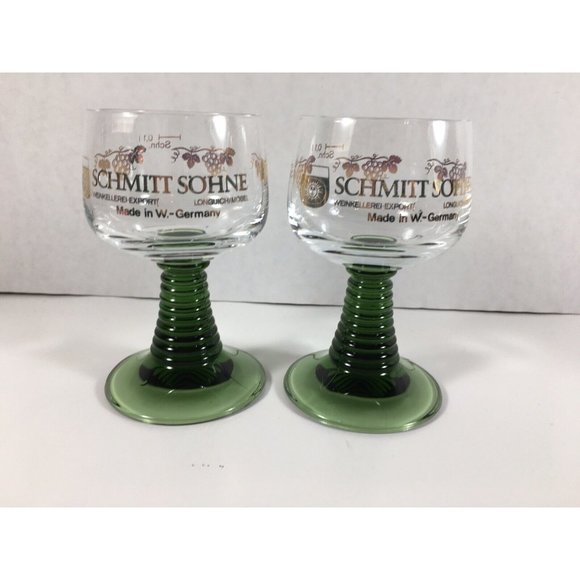 Schmitt Sohne Dining Vintage Schmitt Sohne Green Ribbed Stemmed Cordial Wine Glasses West